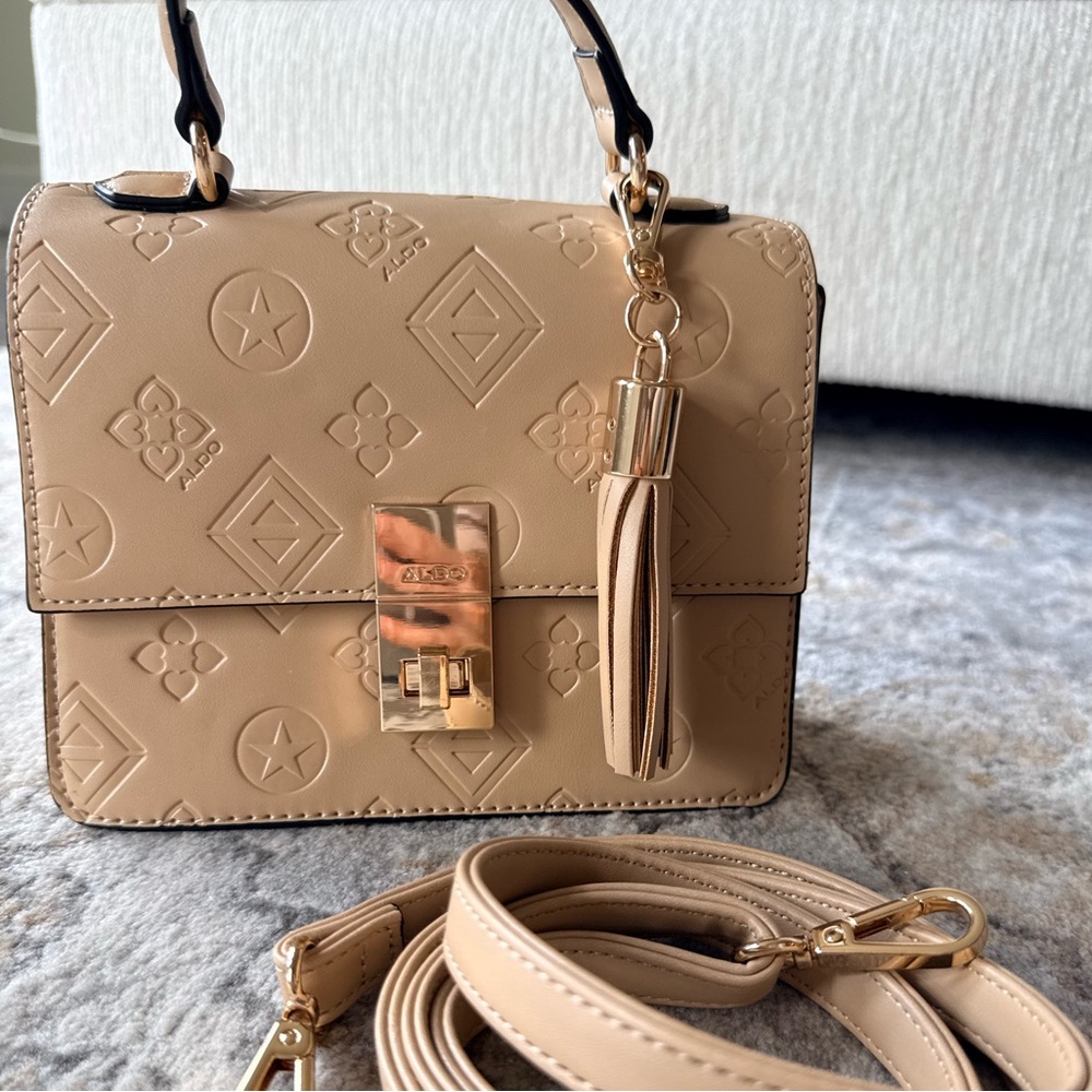 Aldo Tan Crossbody Bag with Gold Accents